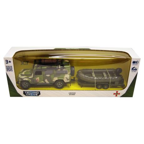 Игровой набор TechnoDrive Land Rover Defender Милитари с лодкой 27 см (520191.270) - фото 5
