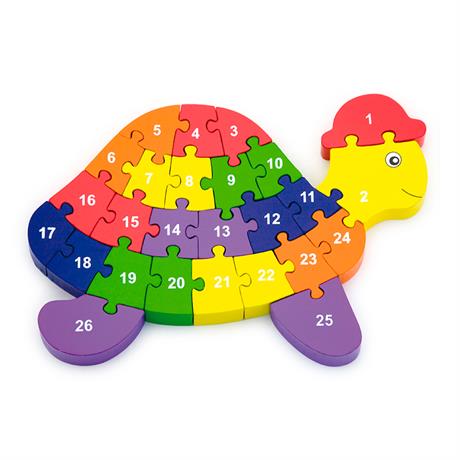 Деревянный пазл Viga Toys Черепаха по буквам и числам (55250) - фото 0