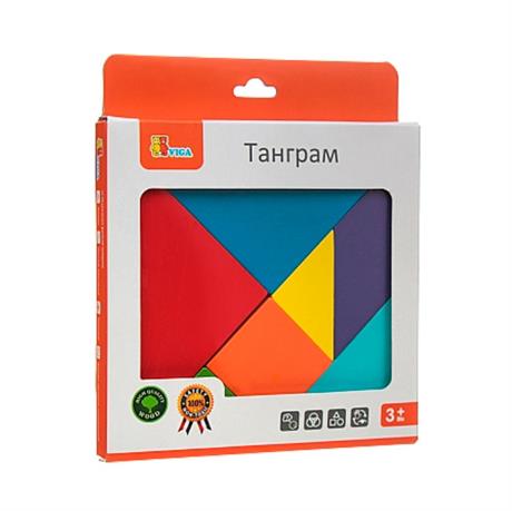 Игра-головоломка Viga Toys Цветной деревянный танграм, 7 эл. (55557) - фото 1