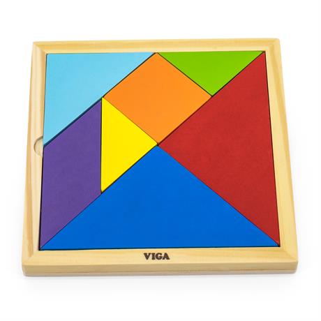 Гра-головоломка Viga Toys Кольоровий дерев'яний танграм, 7 ел. (55557) - фото 0