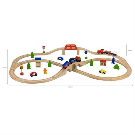 Іграшкова залізниця Viga Toys дерев'яна 49 ел. (56304) - фото 3