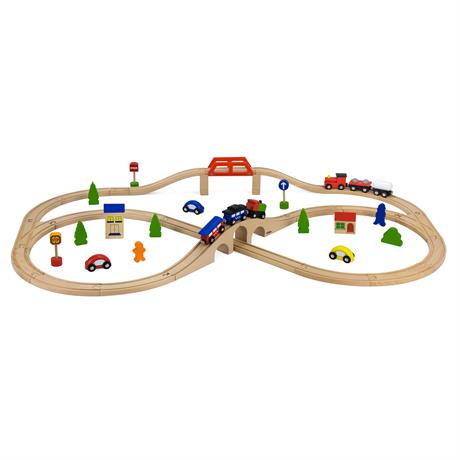 Іграшкова залізниця Viga Toys дерев'яна 49 ел. (56304) - фото 0