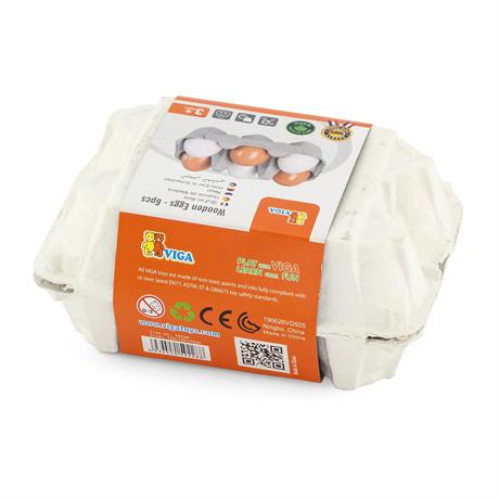 Игрушечные продукты Viga Toys Деревянные яйца в лотке 6 шт. (59228) - фото 2