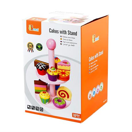 Игрушечные продукты Viga Toys Деревянные пирожные на подставке (59893VG) - фото 1