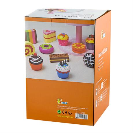 Игрушечные продукты Viga Toys Деревянные пирожные на подставке (59893VG) - фото 2
