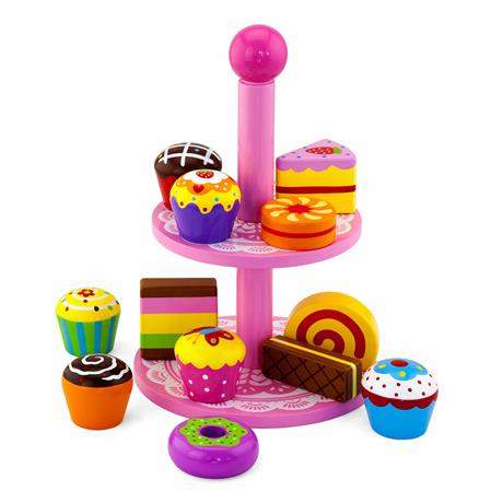 Игрушечные продукты Viga Toys Деревянные пирожные на подставке (59893VG) - фото 0