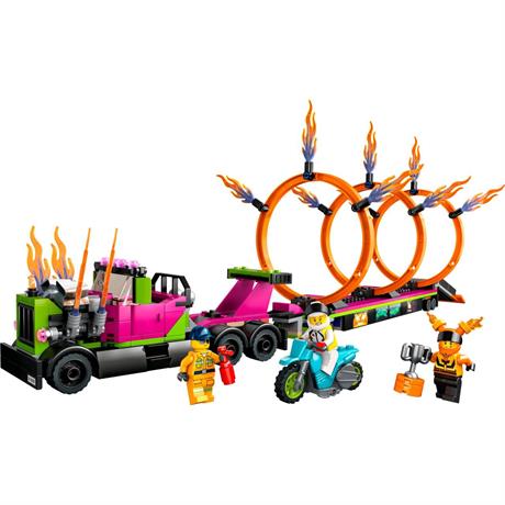 Конструктор LEGO City Stuntz Задания с каскадерским грузовиком и огненным кругом 479 деталей (60357) - фото 0