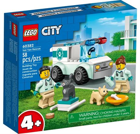 Конструктор LEGO City Фургон ветеринарной скорой помощи 58 деталей (60382) - фото 0