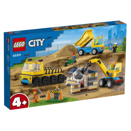 Конструктор LEGO City Construction Будівельні вантажівки та кулястий таран 235 деталей (60391FSC) - фото 0