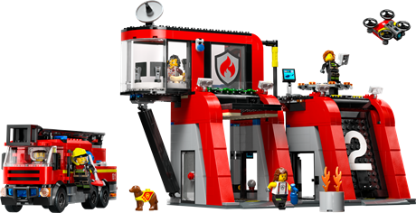 Конструктор LEGO City Пожежне депо з пожежною машиною 843 деталі (60414) - фото 1