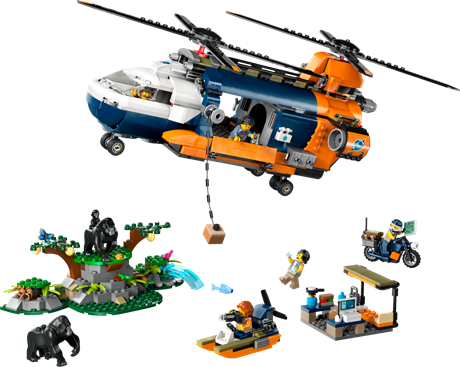 Конструктор LEGO City Exploration Вертолет в базовом лагере для исследования джунглей 881 деталь (60437) - фото 4