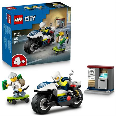 Конструктор LEGO City Переслідування на поліцейському мотоциклі 65 деталей (60455) - фото 0