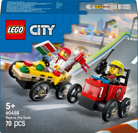 Конструктор LEGO City Піца-авто проти пожежної машини набір для перегонів 70 деталей (60458) - фото 2