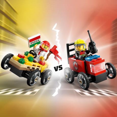 Конструктор LEGO City Піца-авто проти пожежної машини набір для перегонів 70 деталей (60458) - фото 5