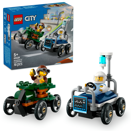 Конструктор LEGO City Літак проти лікарняного ліжка набір для перегонів 70 деталей (60459) - фото 0