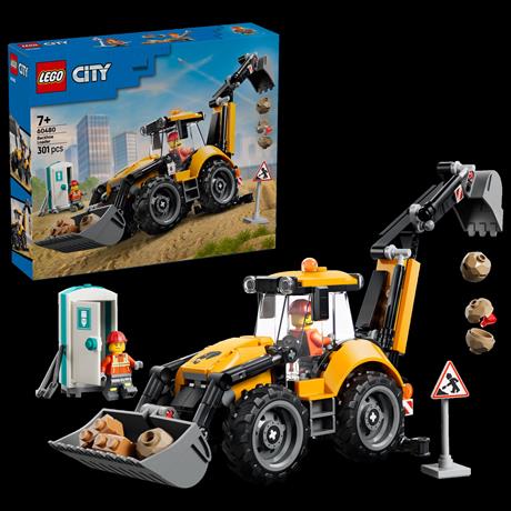 Конструктор LEGO® City Жёлтый экскаватор-погрузчик — строительная игрушка, 301 деталь (60480) - фото 2