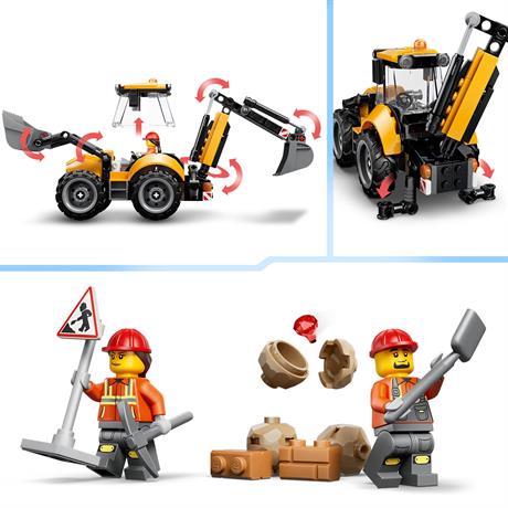 Конструктор LEGO® City Жёлтый экскаватор-погрузчик — строительная игрушка, 301 деталь (60480) - фото 12