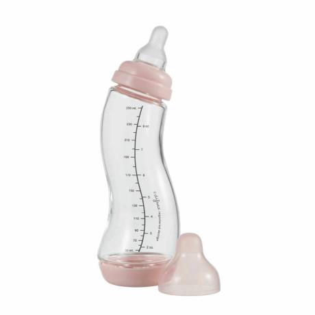 Скляна антиколікова пляшечка Difrax S-bottle Natural із силіконовою соскою 250 мл рожевий (736FE Pink) - фото 0