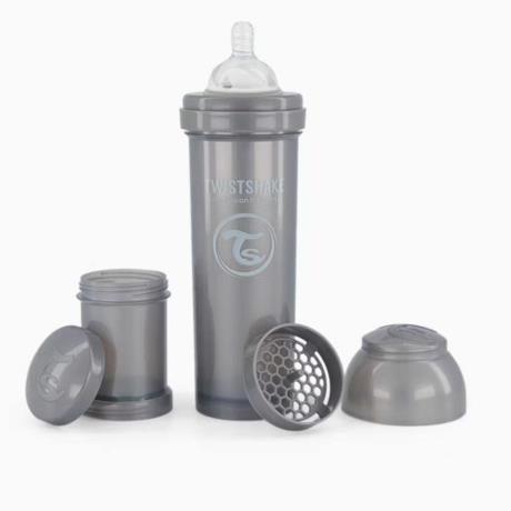 Антиколиковая бутылочка Twistshake 330 мл 4m+ с силиконовой соской серый (78390) - фото 0