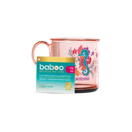 Чашка з нековзким дном Baboo Sea Life 170 мл з 12 міс. рожевий (8-140) - фото 0