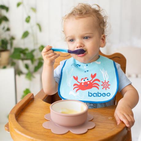 Тарелка глубокая силиконовая Baboo с основой-присоской из 6 мес. коричневый (9-035) - фото 0