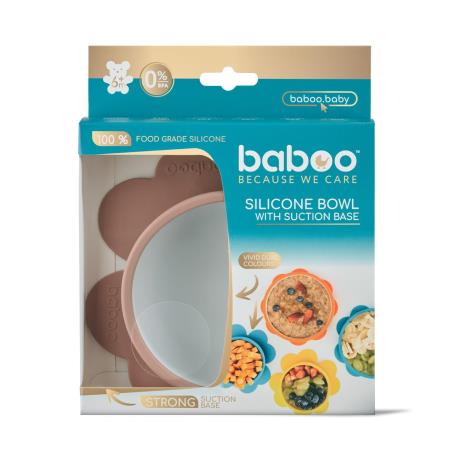 Тарелка глубокая силиконовая Baboo с основой-присоской из 6 мес. коричневый (9-035) - фото 0