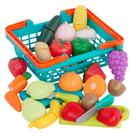 Іграшкові продукти Battat Овочі та фрукти на липучках у кошику (BT4743Z) - фото 1