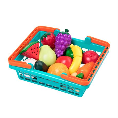 Іграшкові продукти Battat Овочі та фрукти на липучках у кошику (BT4743Z) - фото 0
