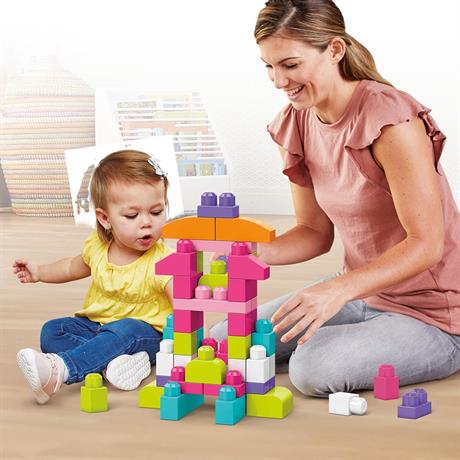 Конструктор Mega Bloks First Builders розовый в мешке 60 деталей (DCH54) - фото 2