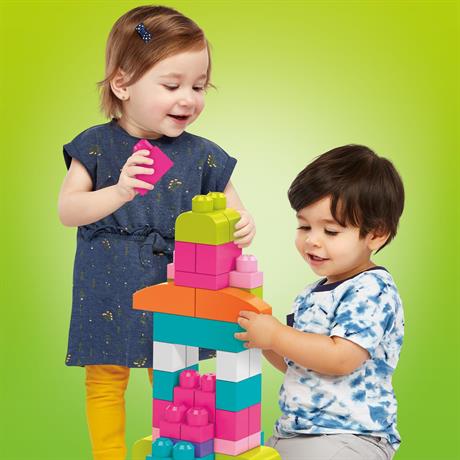 Конструктор Mega Bloks First Builders розовый в мешке 60 деталей (DCH54) - фото 4
