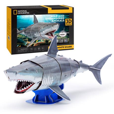 3D пазл Cubic Fun Зникаючі тварини Велика біла акула (DS1098h) - фото 0