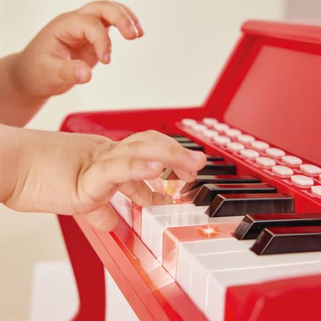 Детское пианино Hape 25 клавиш со стульчиком и подсветкой красный (E0630) - фото 4