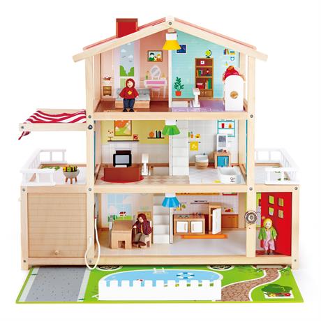 Кукольный дом Hape Особняк с мебелью деревянный (E3405) - фото 1