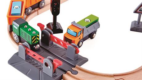 Іграшкова залізниця Hape дерев'яна з краном 34 ел. (E3732) - фото 11