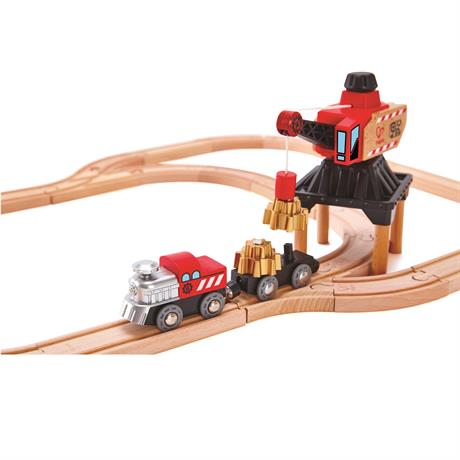 Набір для іграшкової залізниці Hape Вантажний поїзд з шестернями (E3751) - фото 1