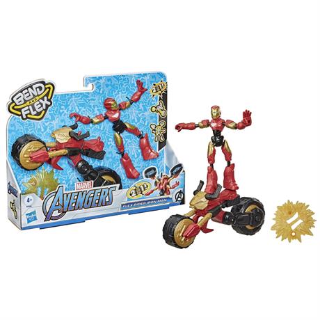 Фигурка 2 в 1 Hasbro Bend and Flex Мстители Железный человек на мотоцикле (F0244) - фото 0