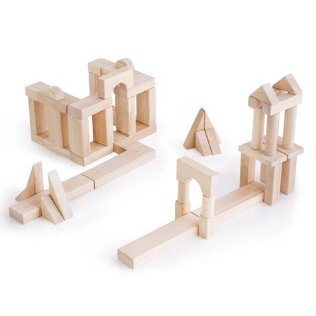 Деревянные кубики Guidecraft Unit Blocks из неокрашенного дерева Геометрические формы, 56 шт. (G2111B) - фото 0