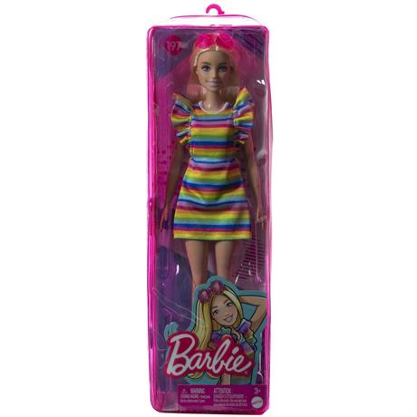 Кукла Barbie Модница с брекетами в полосатом платье (HJR96) - фото 0