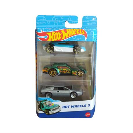 Набор машинок Hot Wheels 3 шт. 1:64 бело-голубой, зелено-черный, серебристый (K5904-15) - фото 0