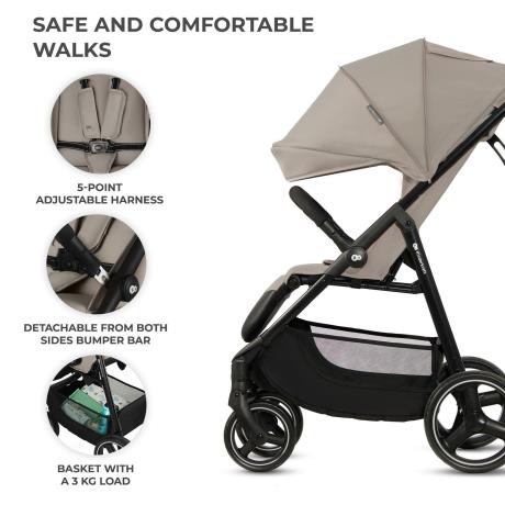 Прогулянкова коляска Kinderkraft Trig 3 Stone Beige (KSTRIG03BEG0000) - фото 3