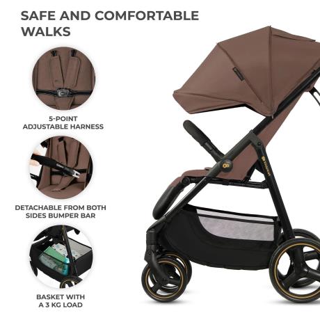 Прогулянкова коляска Kinderkraft Trig 3 Коричневий (KSTRIG03BRW0000) - фото 3