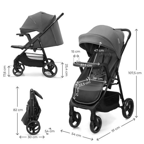 Прогулянкова коляска Kinderkraft Trig 3 Tray Grey (KSTRIG03GRY000T) - фото 9