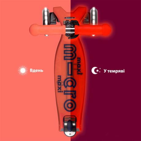 Триколісний самокат Micro Maxi Deluxe Glow LED світний червоний (MMD368) - фото 2