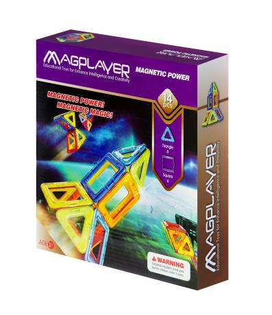 Магнітний конструктор MagPlayer 14 деталей (MPB-14) - фото 0