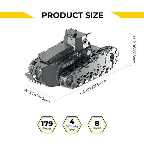 Колекційна модель-конструктор Metal Time Nimble Fighter Танк Renault FT-17 механічний (MT010) - фото 6