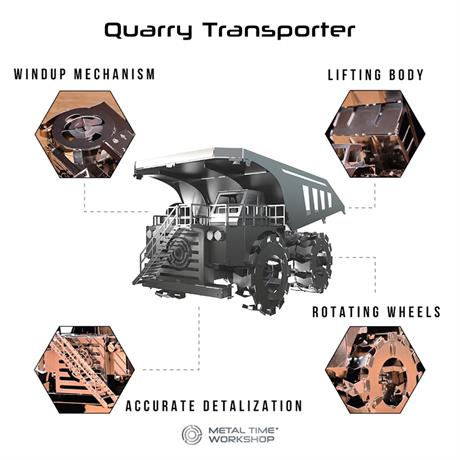 Колекційна модель-конструктор Metal Time Quarry Transporter Кар'єрний самоскид механічний (MT014) - фото 6