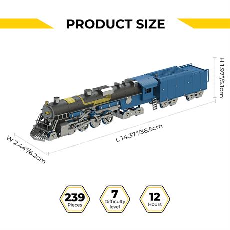 Колекційна модель-конструктор Metal Time Polar Steel color Поїзд кольоровий механічний (MT052) - фото 2