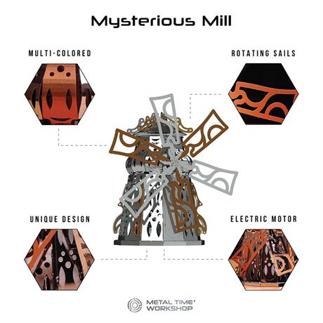 Коллекционная модель-конструктор Metal Time Mysterious Mill Мельница электронная двухцветная (MT054) - фото 4