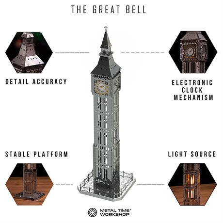 Колекційна модель-конструктор Metal Time The Great Bell Годинникова вежа Біг-Бен настільний годинник (MT077) - фото 5