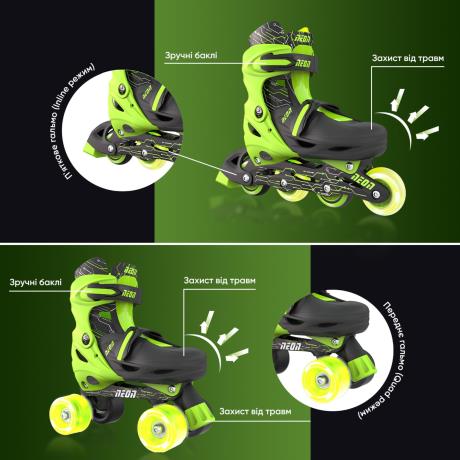 Ролики Neon Combo LED розмір 30-33 салатовий (NT09G4) - фото 0